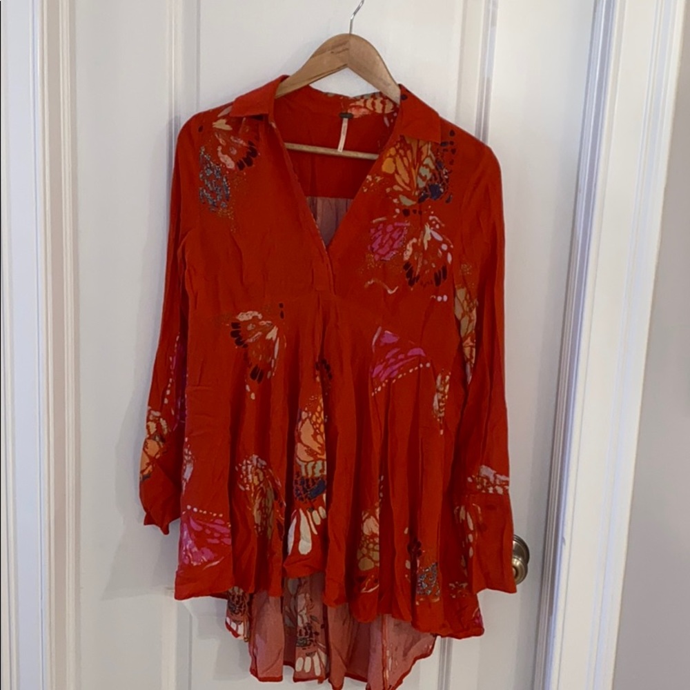 Free People flowered flowing blouse